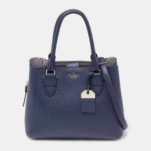 Pre Owned Kate Spade Navy Blue Leather Carter Street Devlin Tote