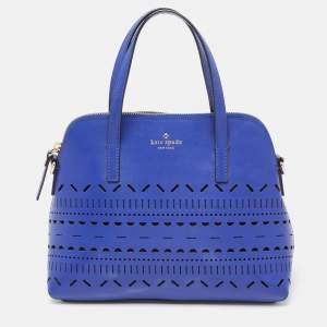 Pre Owned Kate Spade Blue Laser Cut Leather Satchel 