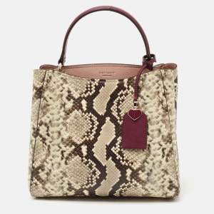 Pre Owned Kate Spade Multicolor Snakeskin Embossed Leather Small Fleur Top Handle Bag