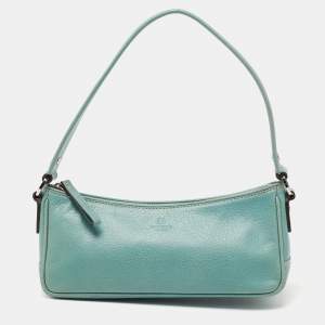 Kate Spade Mint Green Leather Zip Chain Baguette 
