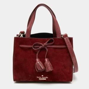 Pre Owned Kate Spade Burgundy Leather And Suede Hayes Street Satchel