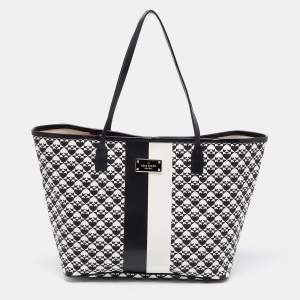 Pre Owned Kate Spade Black/White Coated Canvas Margareta Penn Place Tote 