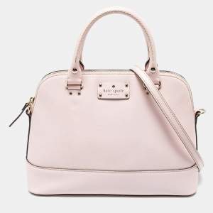 Pre Owned Kate Spade Light Beige Leather Wellesley Rachelle Satchel