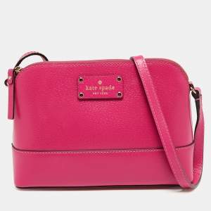 Pre Owned Kate Spade Fuchsia Leather Crossbody Bag