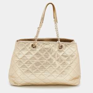 Pre Owned Kate Spade Metallic Gold Quilted Leather Maryanne Tote