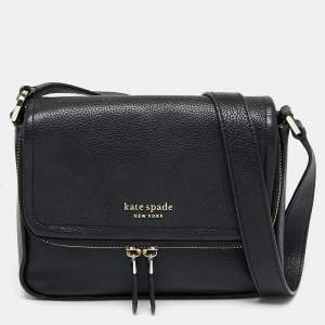Pre Owned Kate Spade Black Leather Run Around Crossbody Bag