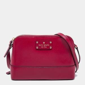 Pre Owned Kate spade Dark Pink Leather Wellesley Hanna Crossbody Bag