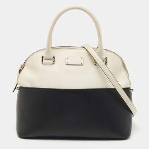 Kate Spade Black/White Leather Groove Street Carli Satchel