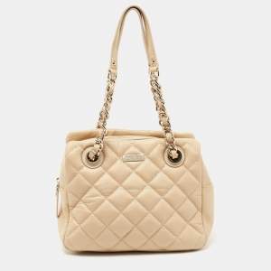 Kate Spade Beige Quilted Leather Elizabeth Satchel