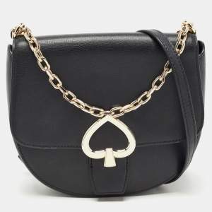 Kate Spade Black Leather Robyn Saddle Crossbody Bag