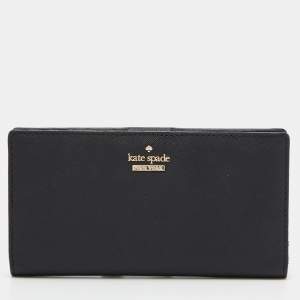 Kate Spade Black Leather Bifold Flap Wallet