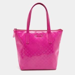 Pre Owned Kate Spade Pink Embossed Patent Leather Tote