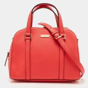 Kate Spade Coral Orange Saffiano Leather Newbury Lane Miles Satchel