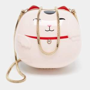 Kate Spade Pink PVC Hello Tokyo Lucky Cat Clutch