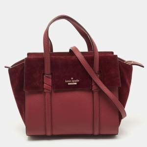 Kate Spade Burgundy Leather and Suede Abigail Tote
