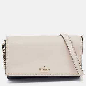 Pre Owned Kate Spade Beige/Black Leather Cameron Street Corin Crossbody Bag