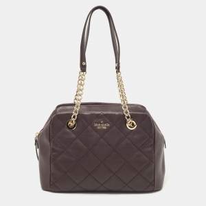 Pre Owned Kate Spade Plum Quilted Leather Emerson Place Dewey Shoulder Bag