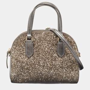 Kate Spade Grey Glitter and Leather Small Dome Satchel