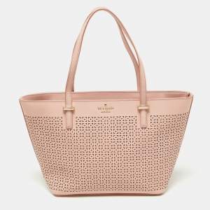 Pre Owned Kate Spade Pink Perforated Leather Cedar Street Harmony Tote
