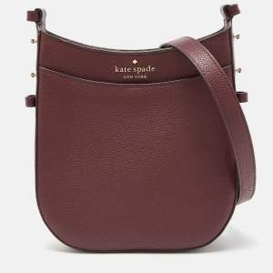 Kate Spade Burgundy Leather Leila North South Crossbody Bag
