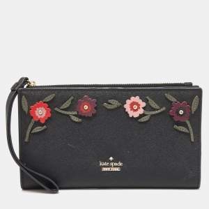 Kate Spade Black Saffiano Leather Spencer Bifold Wristlet Wallet