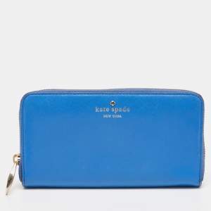 Kate Spade Blue Leather Zip Around Wallet