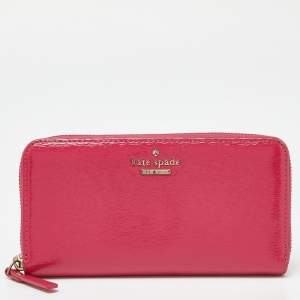 Kate Spade Pink Patent Leather Zip Around Continental Wallet