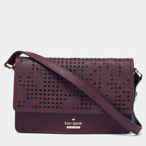 Kate Spade Burgundy Leather Flap Crossbody Bag