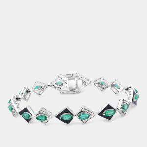 مملوكة مسبقًا 3.37 cts Emerald and Diamond 14K White Gold Tennis Bracelet