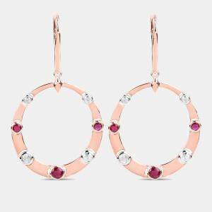مملوكة مسبقًا 1.36 cts Ruby and Diamond 14K Rose Gold Dangle Earrings