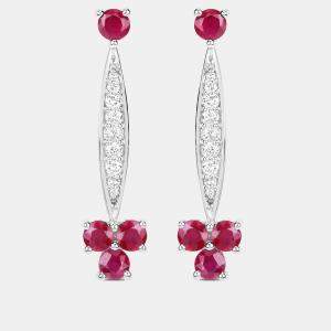 Pre Owned 2.02 cts Ruby and Diamond 14K White Gold Drop Earrings