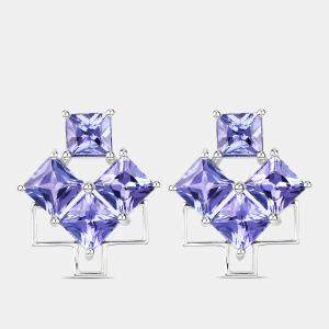 مملوكة مسبقًا أقراط رباعية بوزن 5.02 قيراط من التنزانيت بالذهب الأبيض عيار 14