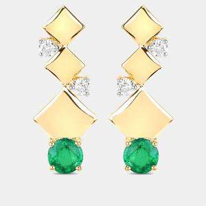 مملوكة مسبقًا أقراط متدلية بوزن 1.72 قيراط من الزمرد والألماس بالذهب الأصفر عيار 14