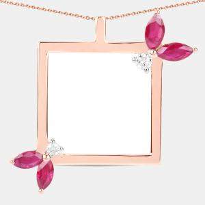 Pre Owned 0.85 cts Ruby and Diamond 14K Rose Gold Nature Inspired Pendant