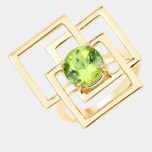 Pre Owned 2.25 cts Peridot 14K Yellow Gold Geometric Ring US Size 7
