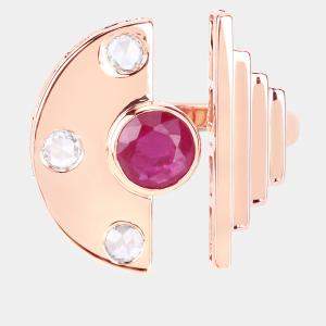 مملوكة مسبقًا 0.95 cts Ruby and Diamond 14K Rose Gold Promise Ring US Size 6.50