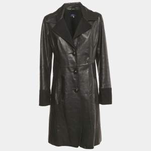 Pre Owned معطف كينزو جينز بجلد وقطن أسود مقاس متوسط