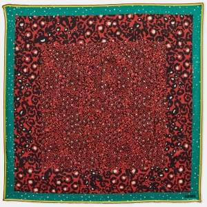 Kenzo Red Leopard Print Silk Scarf