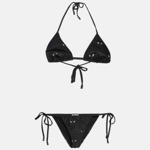Kenzo Black Eye Print Jersey Triangular Bikini Set XS