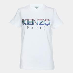 Kenzo White Jersey Sequin Logo T-Shirt XS
