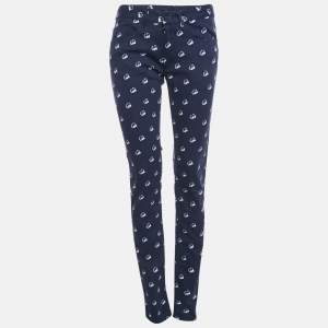 Pre Owned Kenzo Blue Printed Denim Skinny Jeans M Waist 30"