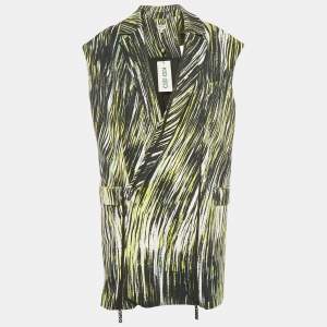 Pre Owned Kenzo Black/Green Printed Cotton Zip-Up Oversized Jacket S