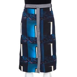 Kenzo Multicolor Abstract Print Side Slit Detail Fitted Skirt M