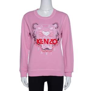 Pre Owned Kenzo Pink Cotton Bleached Tiger Fitted Sweatshirt M 