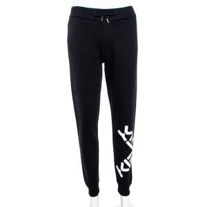 Pre Owned Kenzo Sport Black Rib Knit 'Big X' Jog Pants XS