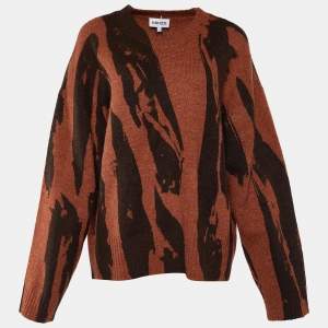 Pre Owned Kenzo Brown Pleat Camo Print Wool Blend Jumper L