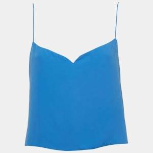 Kenzo Blue Crepe Sweetheart Neck Strappy Top M