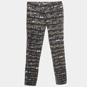 Kenzo Black 'The Eye' Print Gabardine Stripe Applique Trousers M