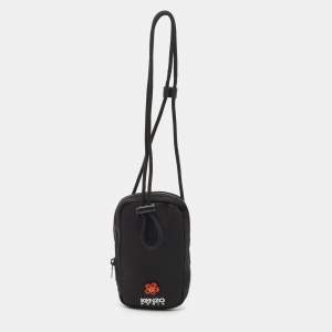 Kenzo Black Nylon Embroidered Phone Holder Crossbody Bag
