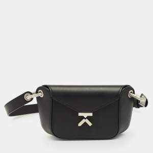 Pre Owned Kenzo Black Leather Small K Belt Bag